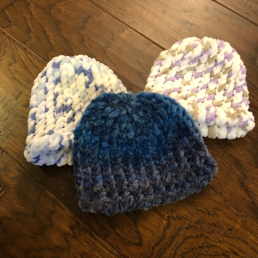 Bundle of 3 crocheted newborn hats